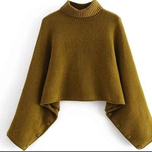 ZARA button sleeve turtleneck sweater